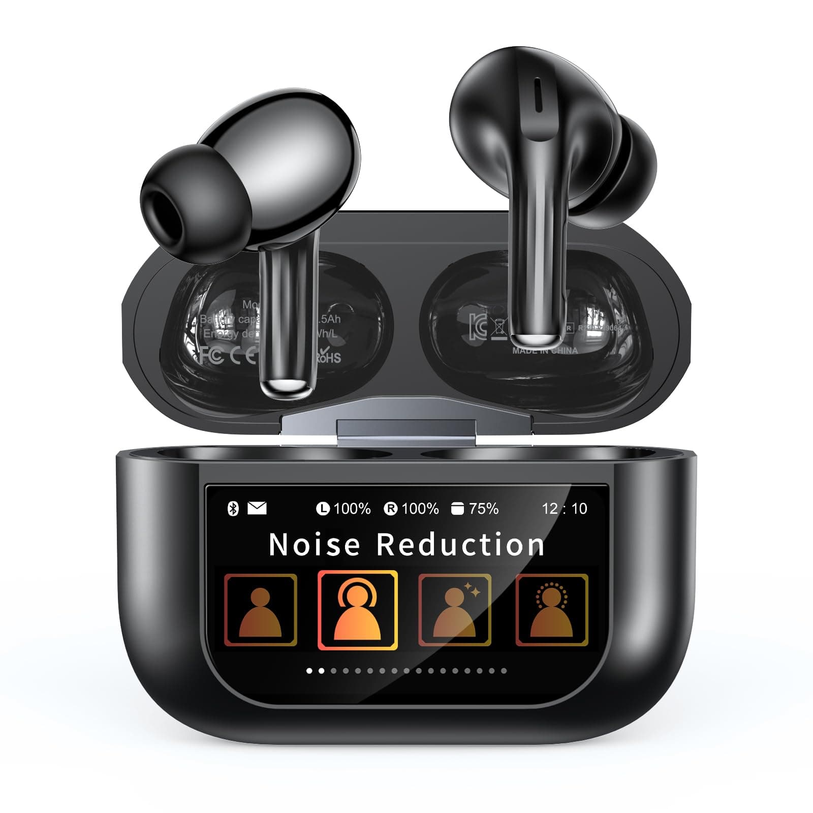 Wireless Earbuds, Bluetooth 5.4 Ear Buds, ENC Noise Cancelling Headphones with 48H Playtime, Bass Stereo Sound, Compatible with iPhone Air/17/16/15/14/Android, Pad - Black