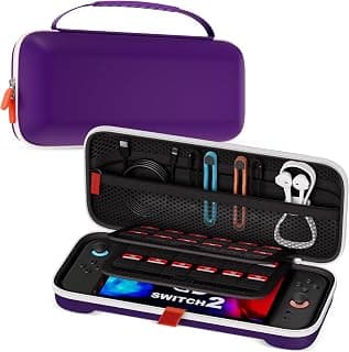 ProCase Carrying Case for Nintendo Switch 2 (2025) with 24 Game Card Slots, Hard Portable Travel Case Storage Bag Protective Pounch for 2025 Nintendo Switch 2 Console and Accessories -Purple